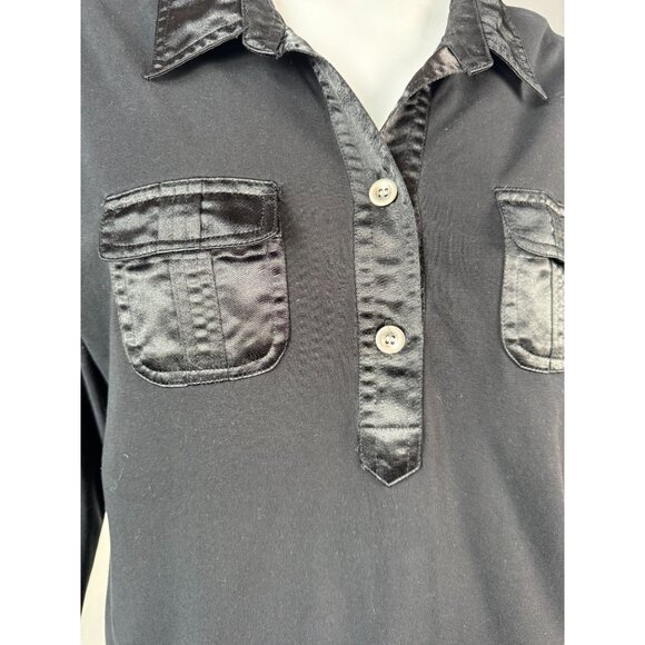 Rafaella Black Long Sleeve Blouse With Satin Trim & Dual Front Pockets Size XL - Picture 4 of 16